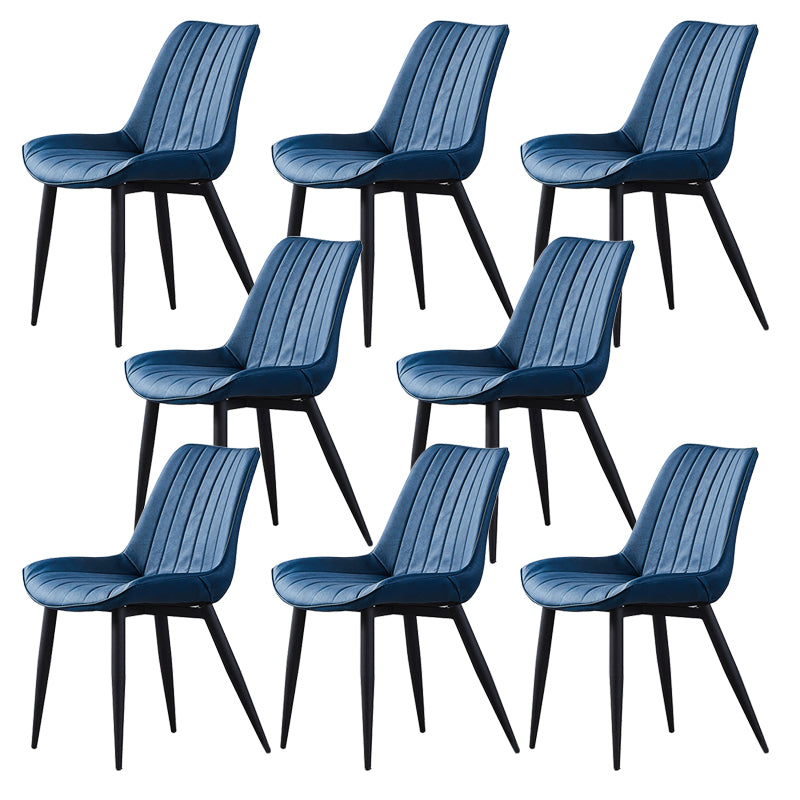 Contemporary Kitchen Dining Side Chair Leather Solid Back Chairs with Metal Legs