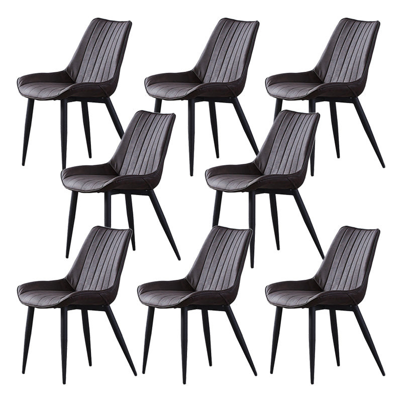 Contemporary Kitchen Dining Side Chair Leather Solid Back Chairs with Metal Legs