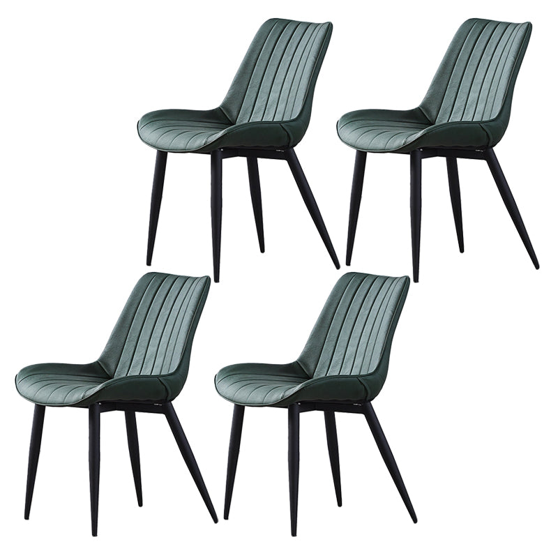 Contemporary Kitchen Dining Side Chair Leather Solid Back Chairs with Metal Legs