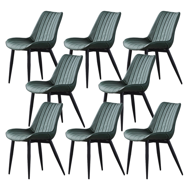 Contemporary Kitchen Dining Side Chair Leather Solid Back Chairs with Metal Legs