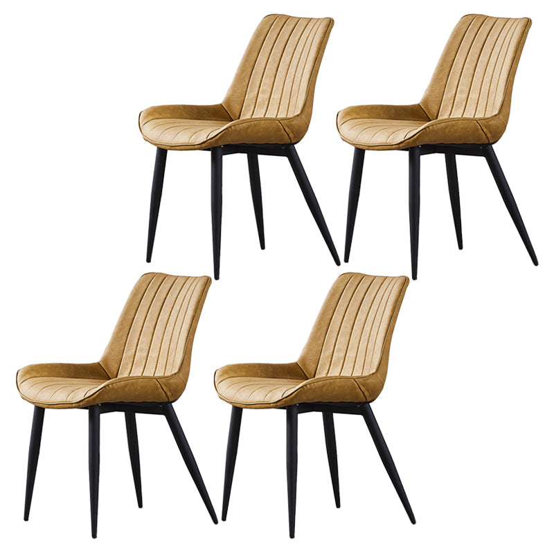 Contemporary Kitchen Dining Side Chair Leather Solid Back Chairs with Metal Legs