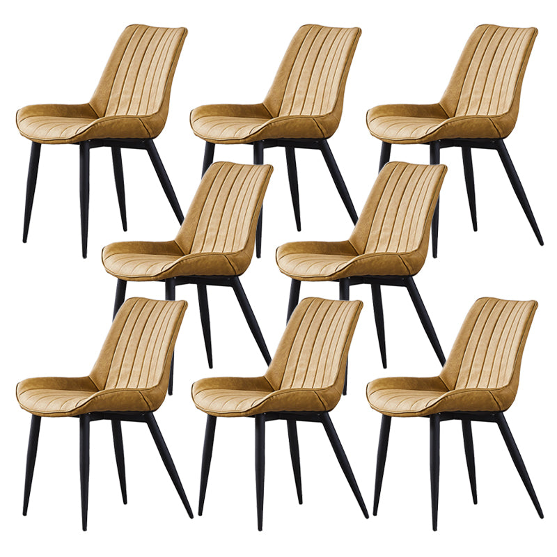 Contemporary Kitchen Dining Side Chair Leather Solid Back Chairs with Metal Legs