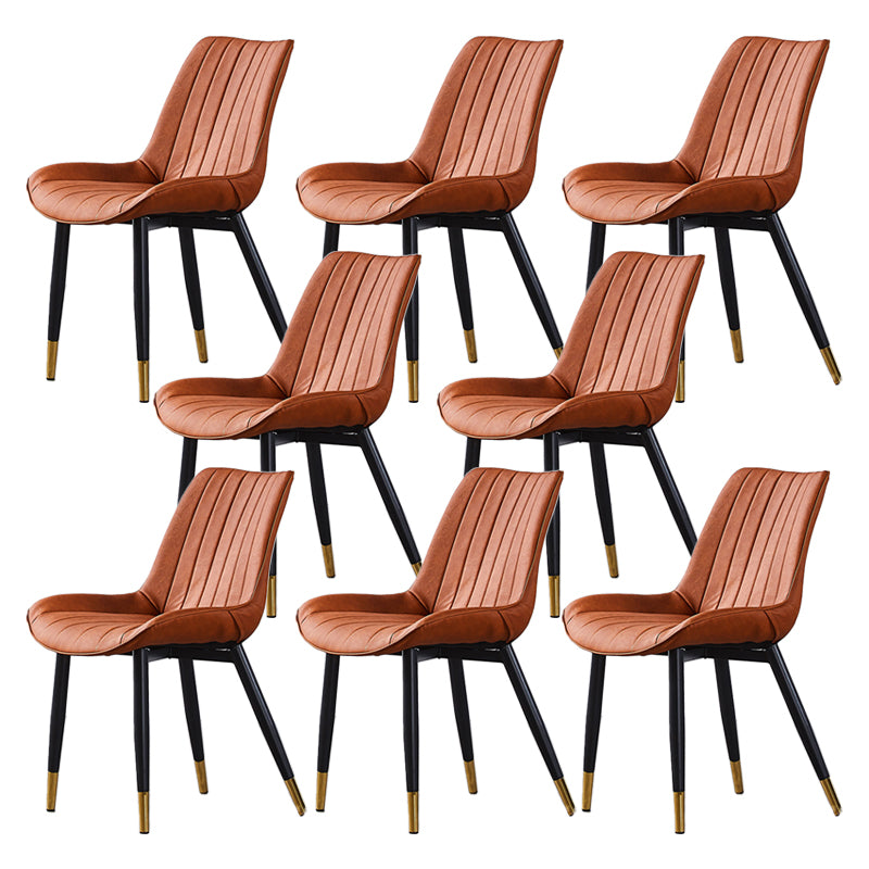 Contemporary Kitchen Dining Side Chair Leather Solid Back Chairs with Metal Legs