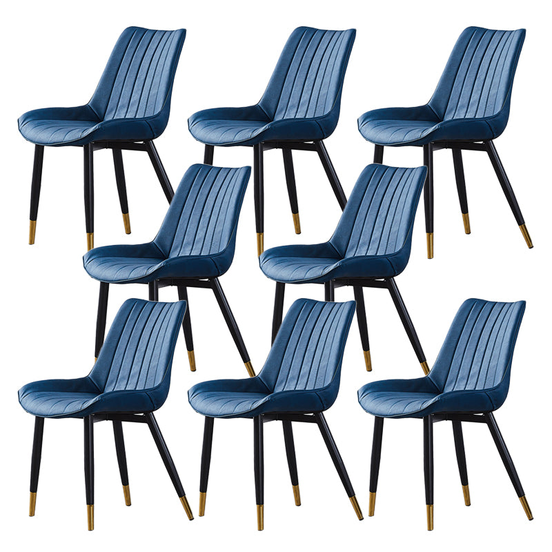Contemporary Kitchen Dining Side Chair Leather Solid Back Chairs with Metal Legs