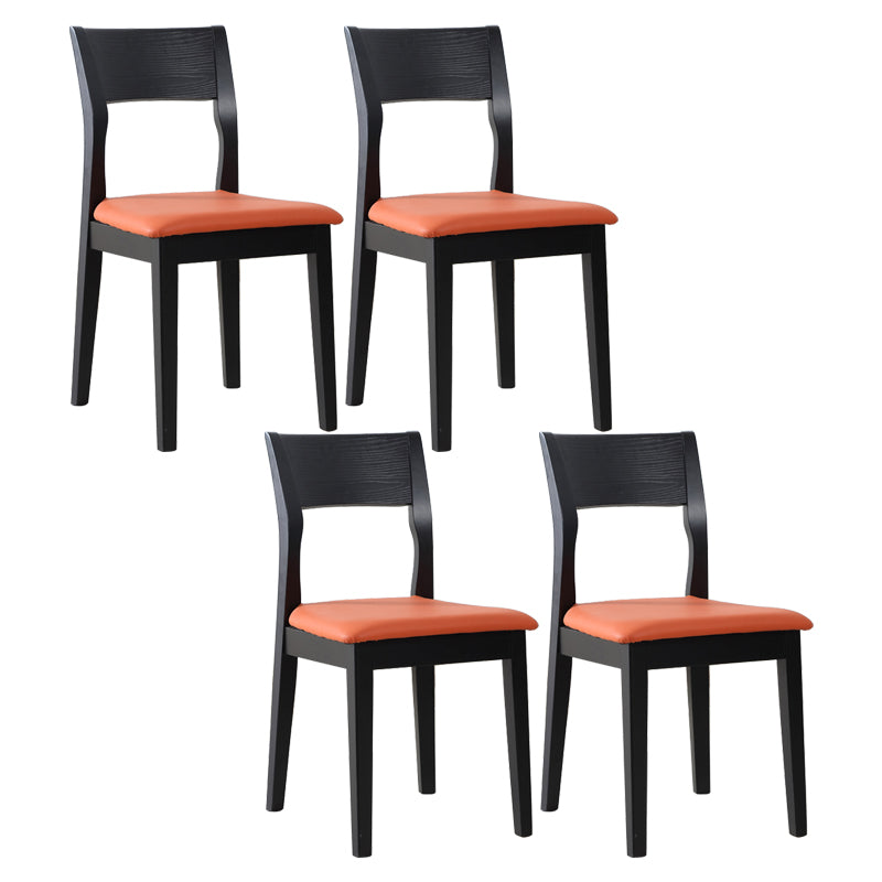 Chaise de salle à manger contemporaine, chaise latérale ouverte de 16 pouces de large avec 4 pieds en bois noir pour un usage domestique