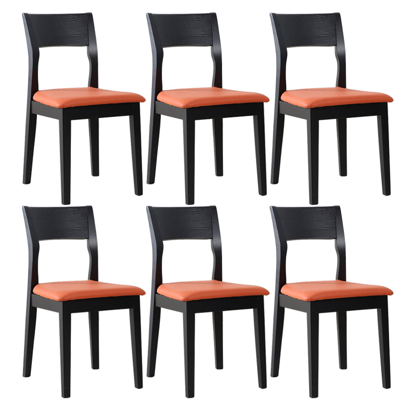 Chaise de salle à manger contemporaine, chaise latérale ouverte de 16 pouces de large avec 4 pieds en bois noir pour un usage domestique