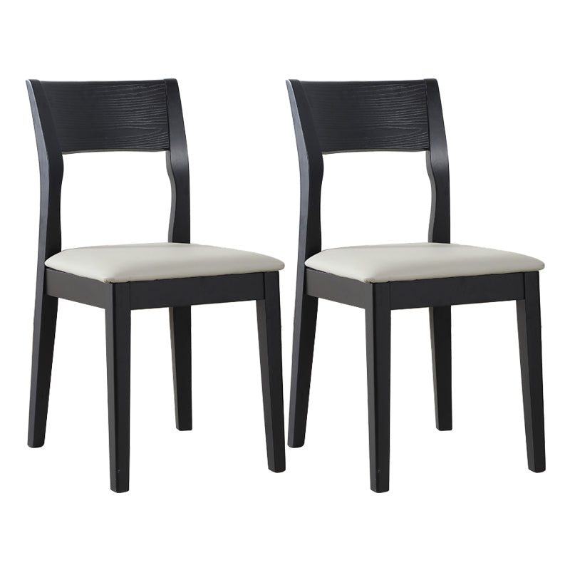 Chaise de salle à manger contemporaine, chaise latérale ouverte de 16 pouces de large avec 4 pieds en bois noir pour un usage domestique