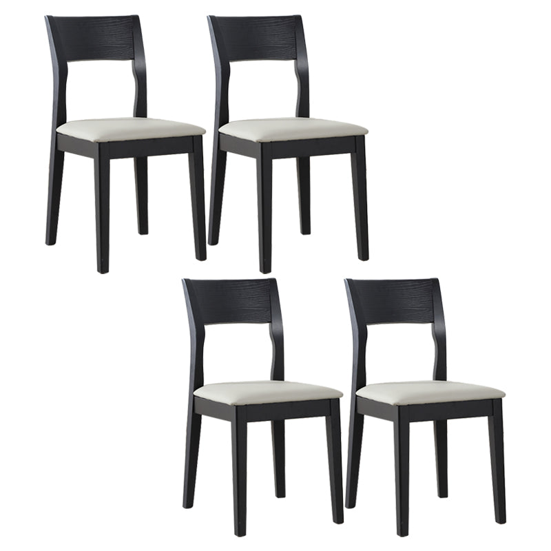 Chaise de salle à manger contemporaine, chaise latérale ouverte de 16 pouces de large avec 4 pieds en bois noir pour un usage domestique