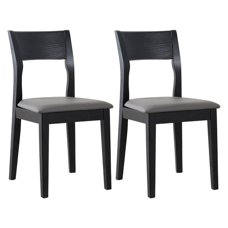 Chaise de salle à manger contemporaine, chaise latérale ouverte de 16 pouces de large avec 4 pieds en bois noir pour un usage domestique