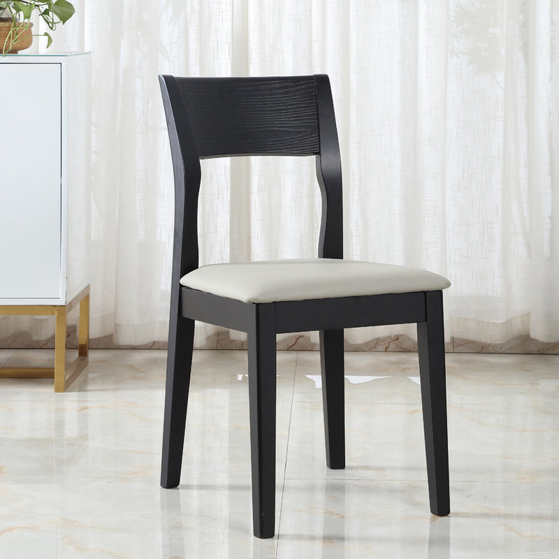 Chaise de salle à manger contemporaine, chaise latérale ouverte de 16 pouces de large avec 4 pieds en bois noir pour un usage domestique