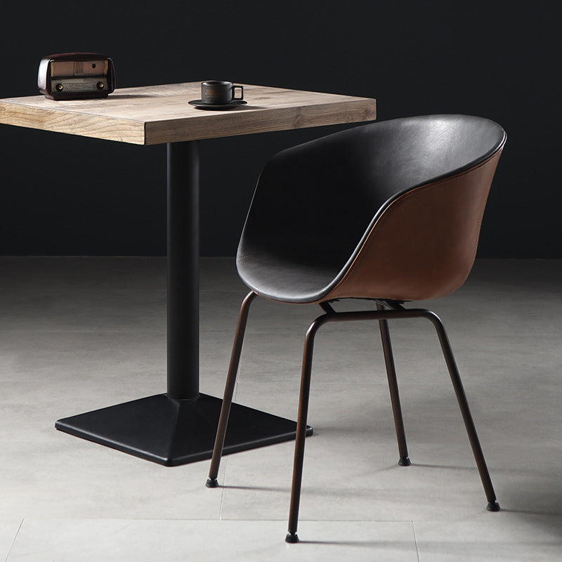 Industrial Style Metal Matte Finish Dining Arm Chair Solid Back Dining Chair