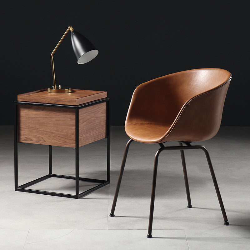 Industrial Style Metal Matte Finish Dining Arm Chair Solid Back Dining Chair