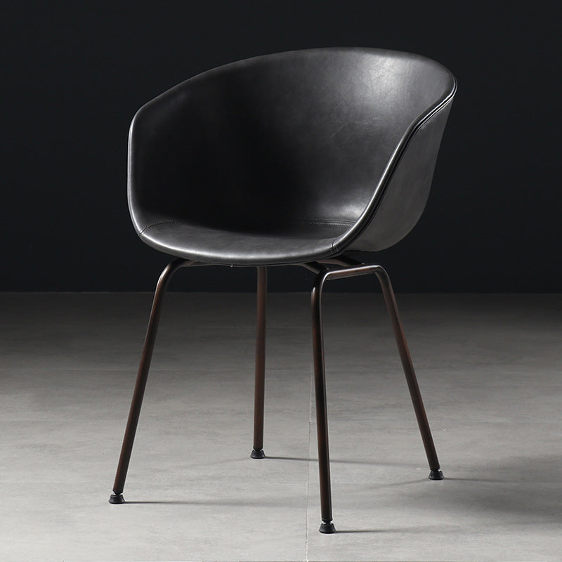 Industrial Style Metal Matte Finish Dining Arm Chair Solid Back Dining Chair