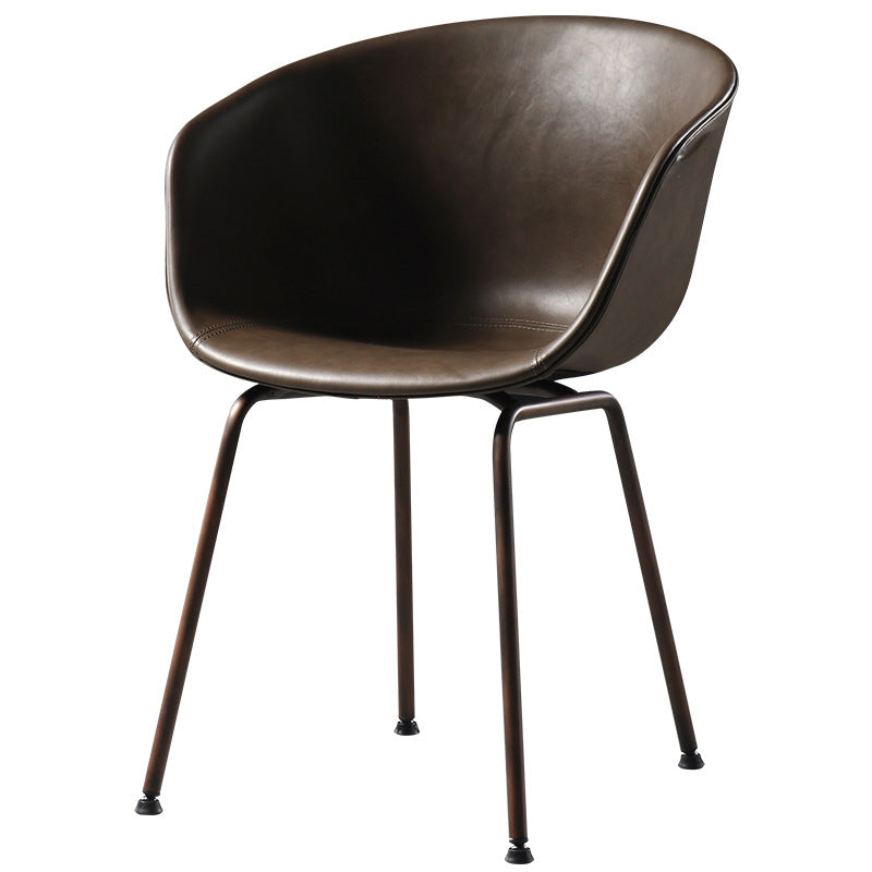 Industrial Style Metal Matte Finish Dining Arm Chair Solid Back Dining Chair