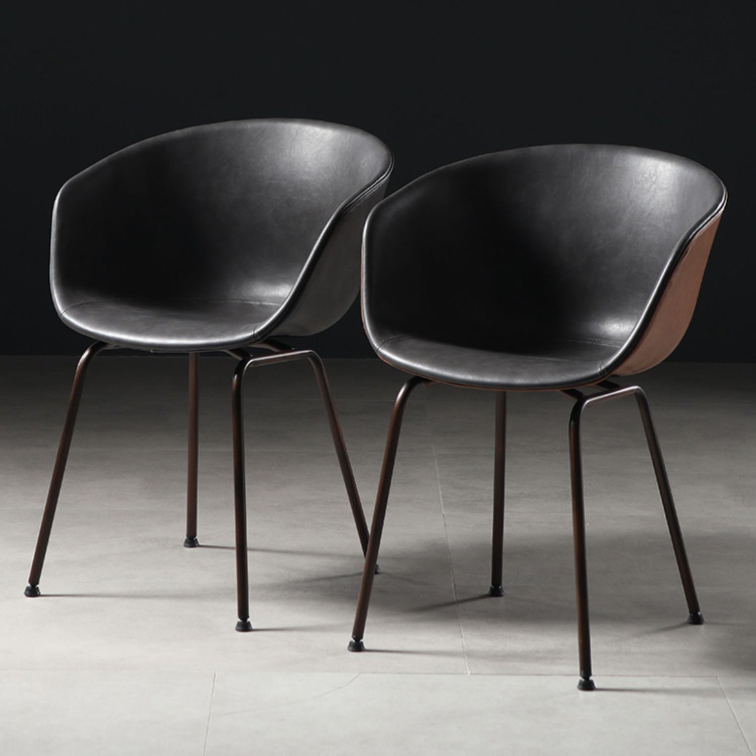 Industrial Style Metal Matte Finish Dining Arm Chair Solid Back Dining Chair