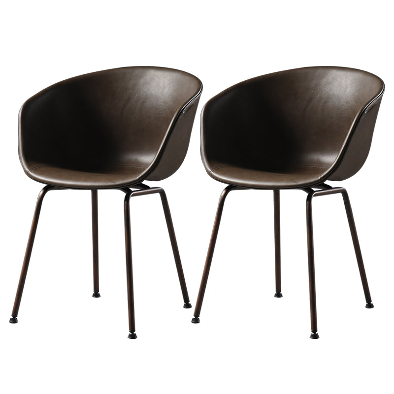 Industrial Style Metal Matte Finish Dining Arm Chair Solid Back Dining Chair