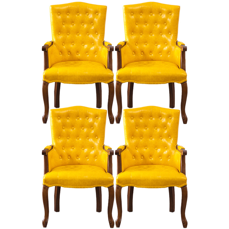 Wood French Country Dining Arm Chair with Color Cushion Parsons Chair for Home