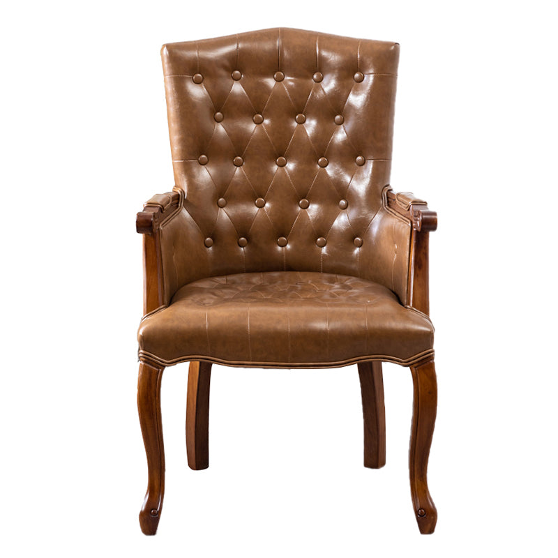 Wood French Country Dining Arm Chair with Color Cushion Parsons Chair for Home