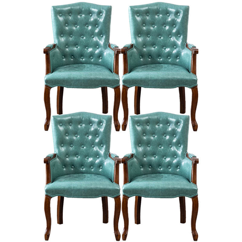 Wood French Country Dining Arm Chair with Color Cushion Parsons Chair for Home