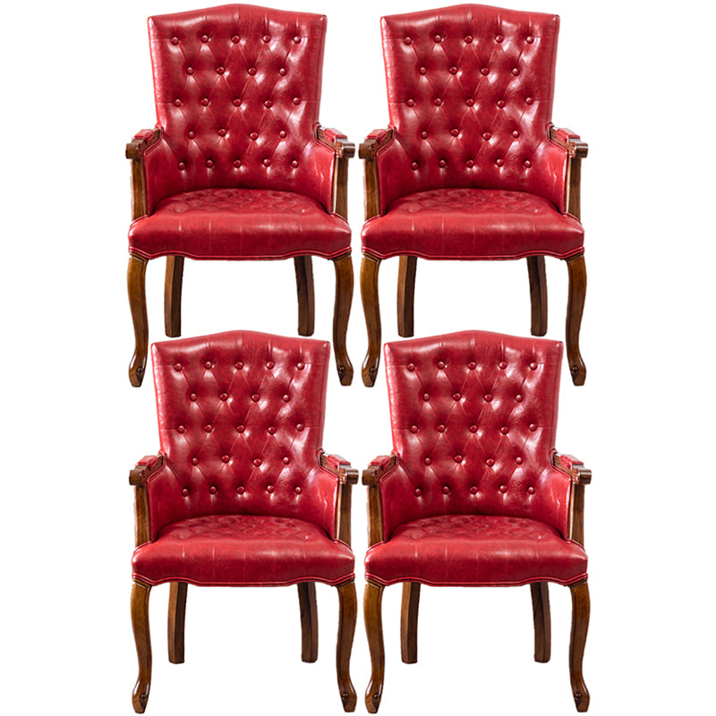 Wood French Country Dining Arm Chair with Color Cushion Parsons Chair for Home