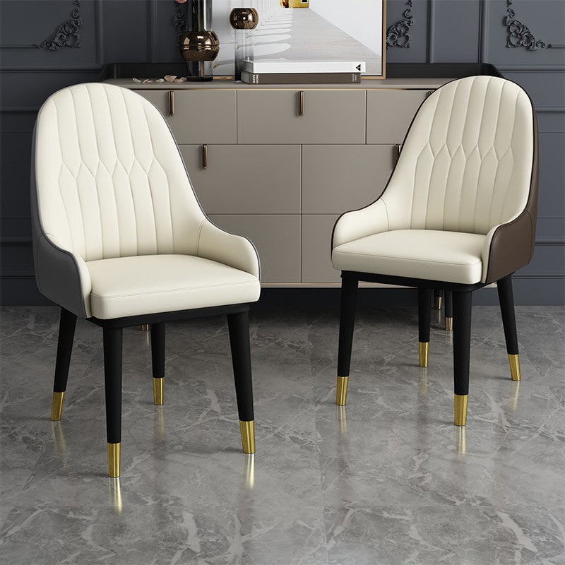 Leather Modern Dining Arm Chair with Color Cushion Parsons Chair for Home