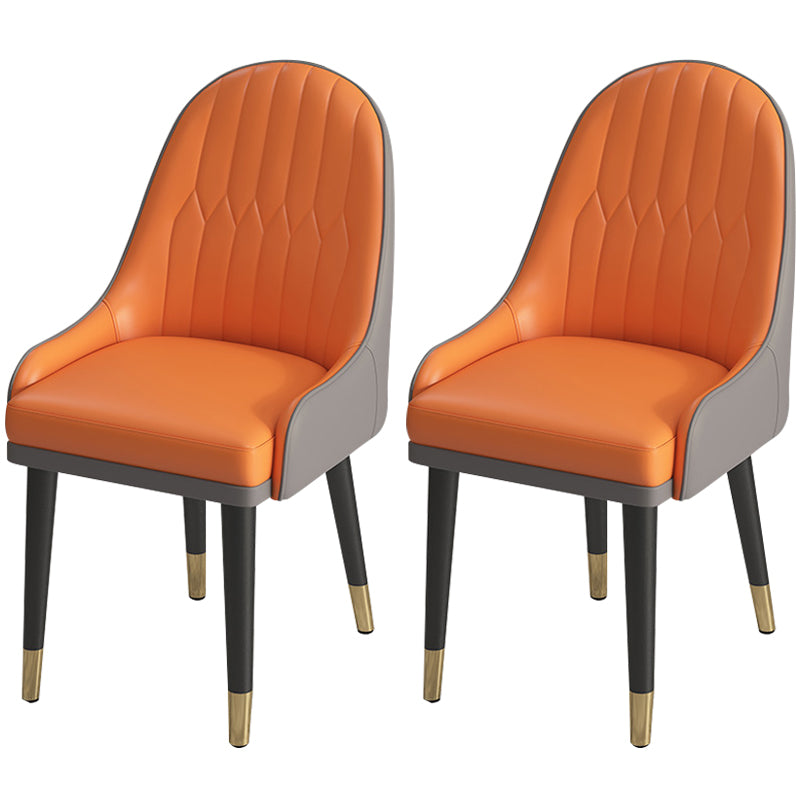 Leather Modern Dining Arm Chair with Color Cushion Parsons Chair for Home