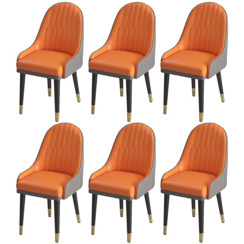 Leather Modern Dining Arm Chair with Color Cushion Parsons Chair for Home