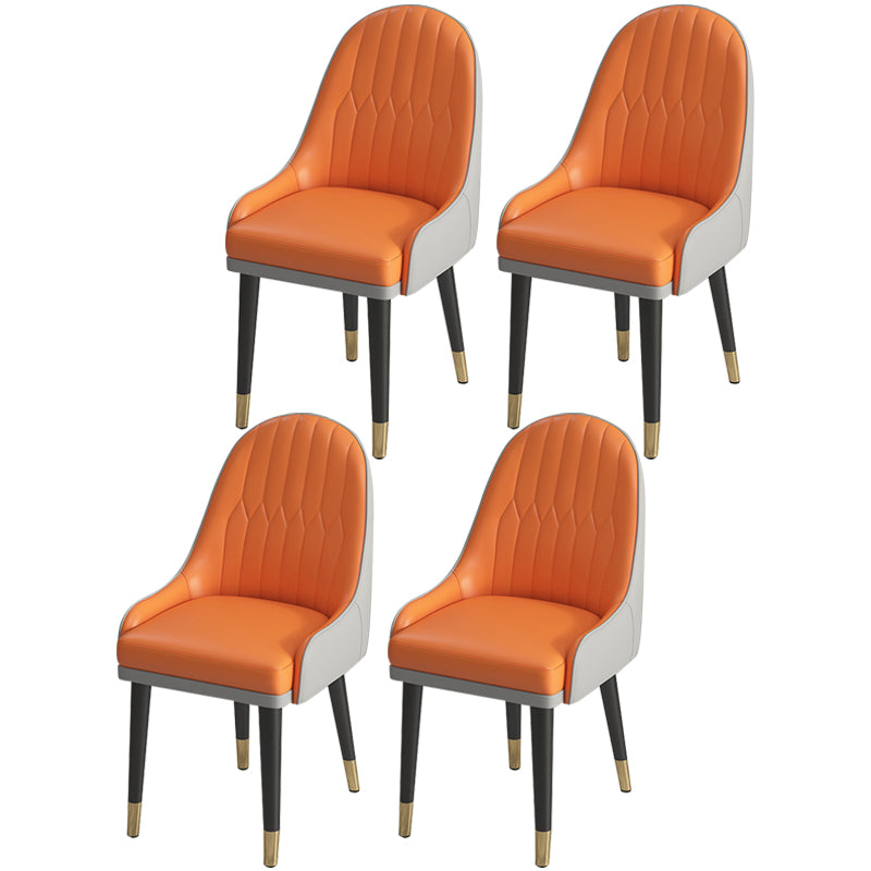 Leather Modern Dining Arm Chair with Color Cushion Parsons Chair for Home