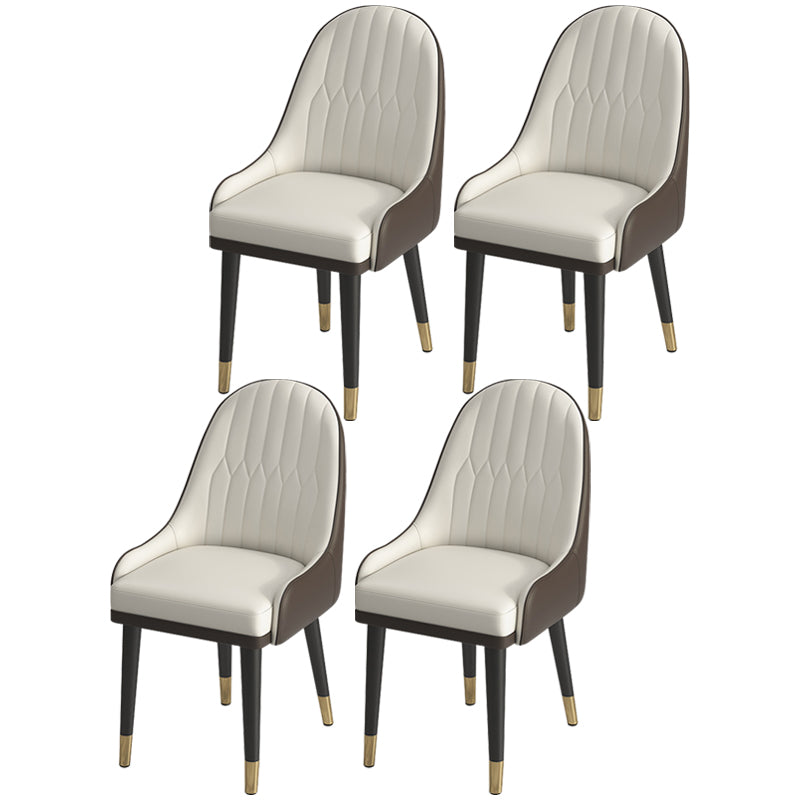 Leather Modern Dining Arm Chair with Color Cushion Parsons Chair for Home