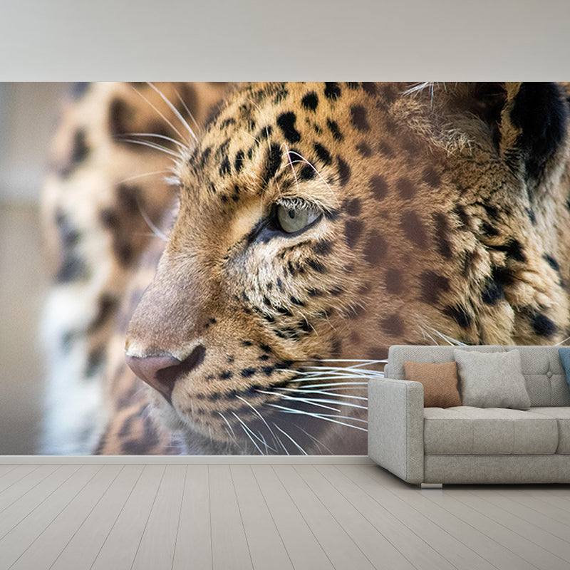 Customized Leopard Portrait Mural Stain Resistant Wall Art for Bedroom