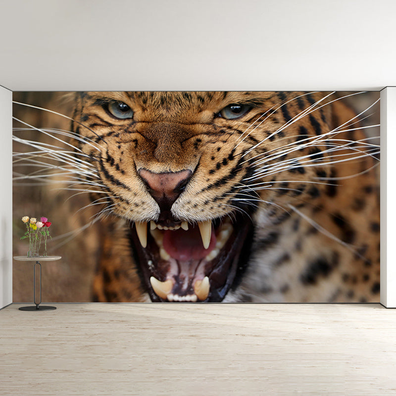 Customized Leopard Portrait Mural Stain Resistant Wall Art for Bedroom