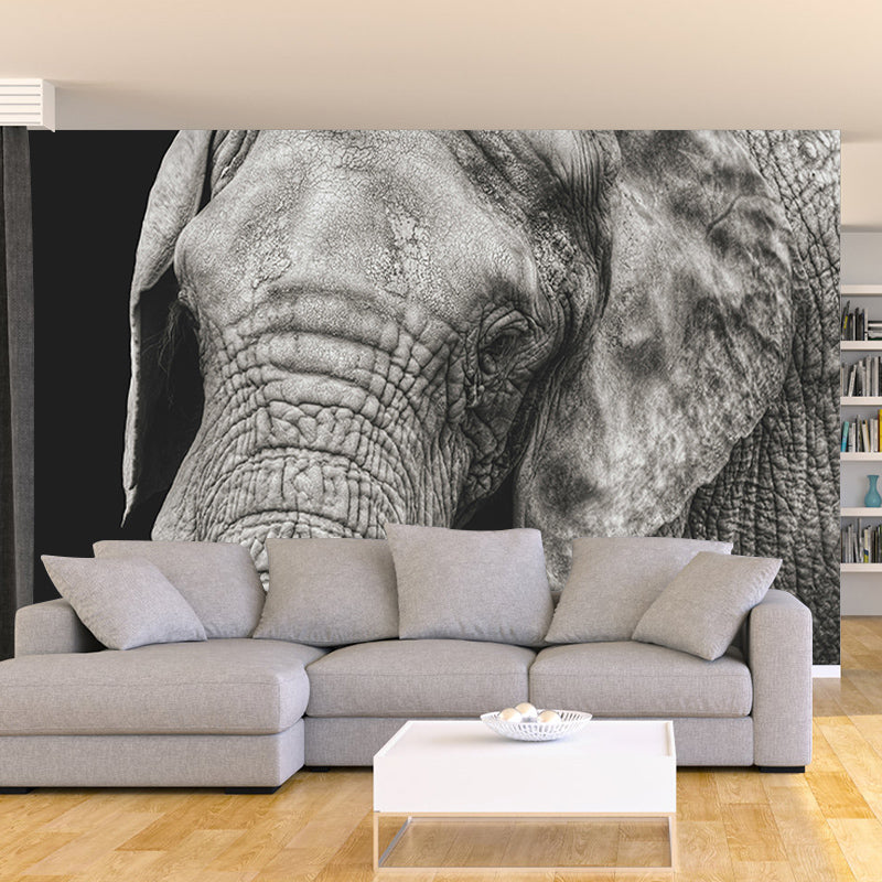 Contemporary Elephant Portrait Mural Stain Resistant Wall Art for Living Room