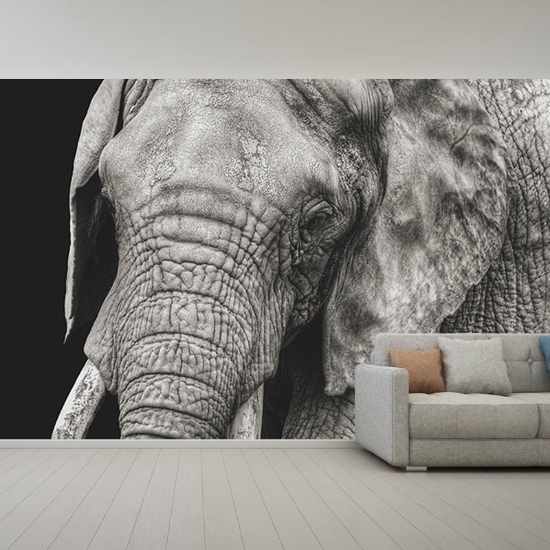 Contemporary Elephant Portrait Mural Stain Resistant Wall Art for Living Room
