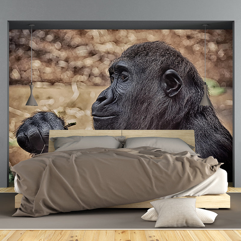 Customized Gorilla Mural Stain Resistant Soft Color Wall Art for Bedroom