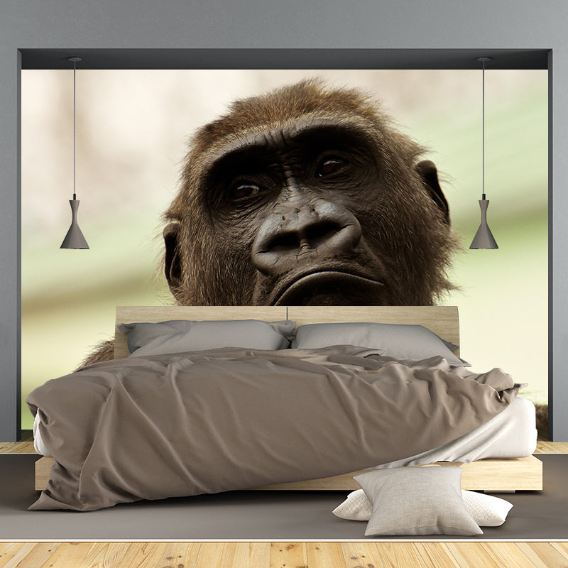 Customized Gorilla Mural Stain Resistant Soft Color Wall Art for Bedroom
