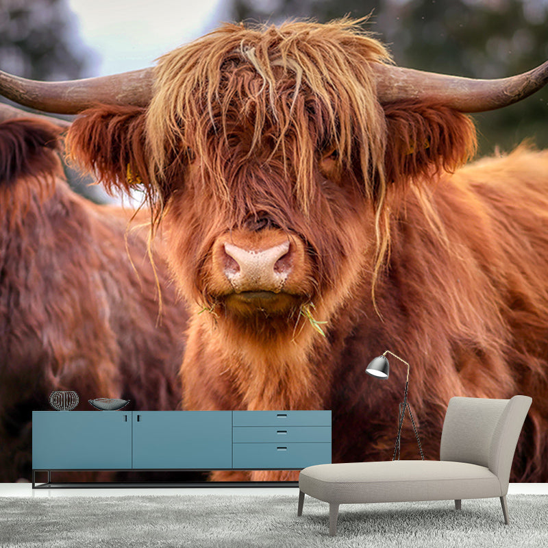 Mighty Bull Mural Wallpaper Photography Horizontal Wall Decor for Home