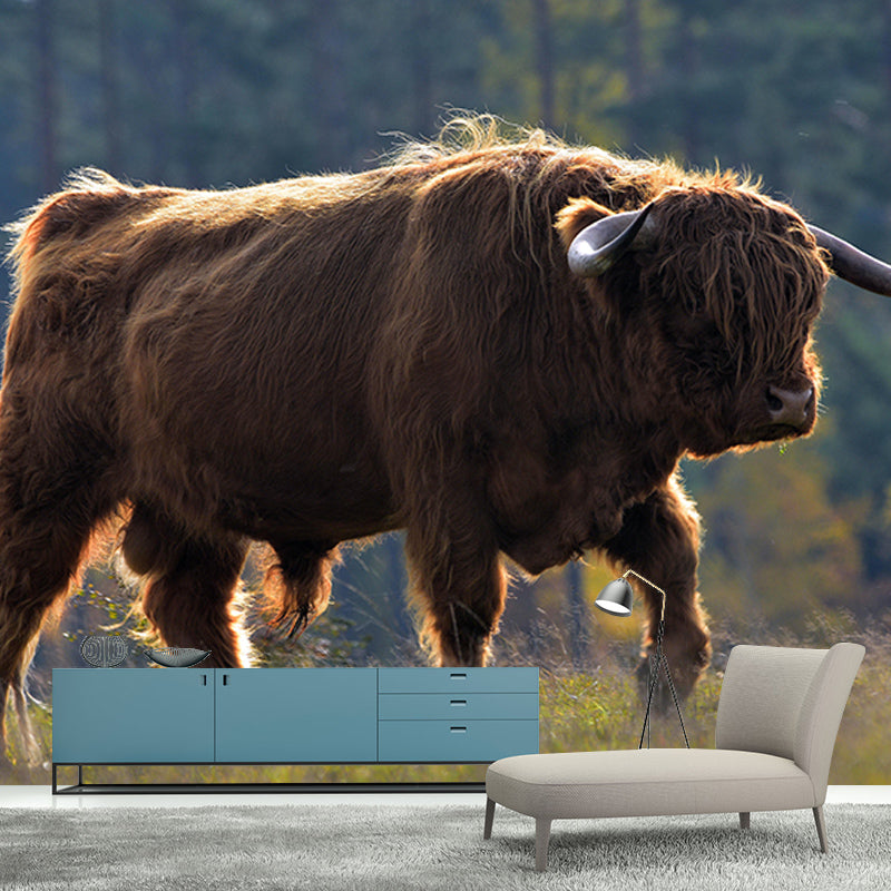 Mighty Bull Mural Wallpaper Photography Horizontal Wall Decor for Home