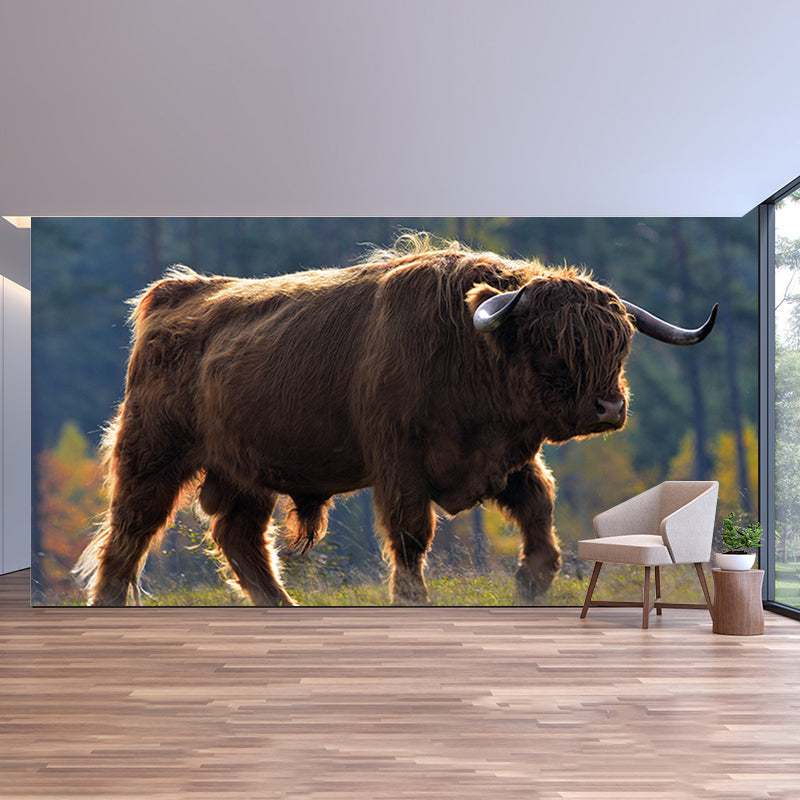 Mighty Bull Mural Wallpaper Photography Horizontal Wall Decor for Home