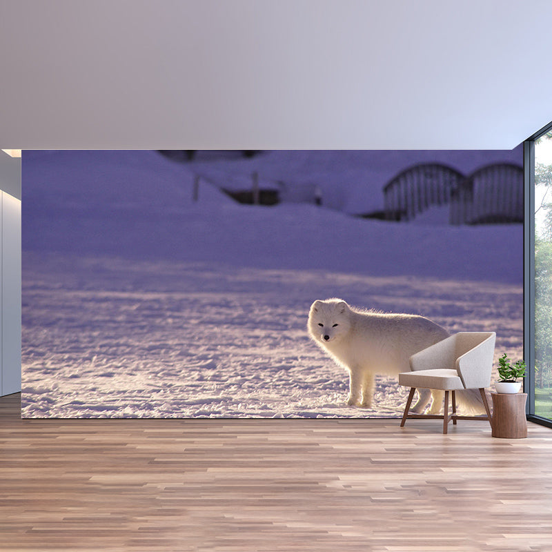 Contemporary Fox Mural Soft Color Stain Resistant Wall Art for Living Room