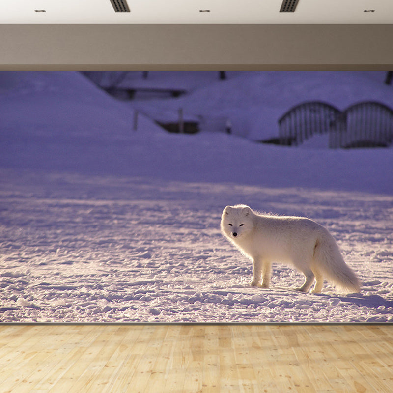 Contemporary Fox Mural Soft Color Stain Resistant Wall Art for Living Room