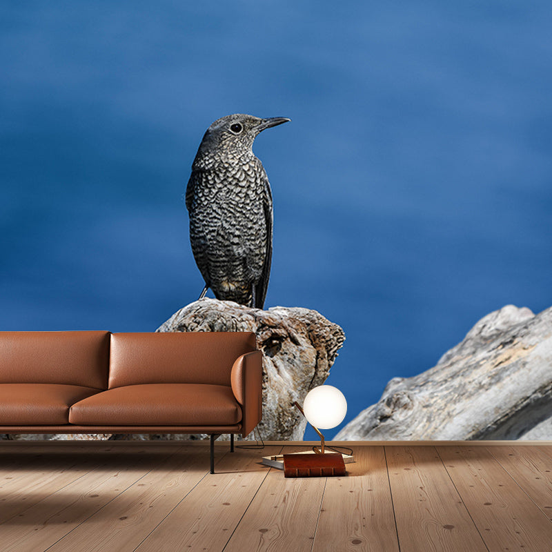 Blue-Rock-Thrush Wall Decor Mural Moisture Resistant Living Room Wall Covering