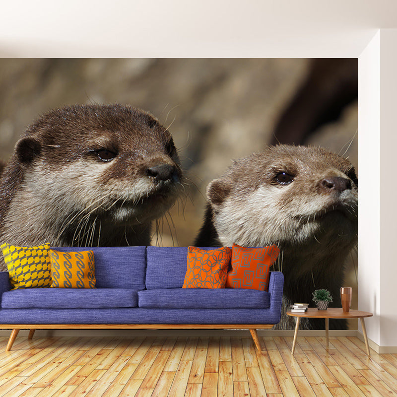 Lovely Otter Mural Wallpaper Photography Horizontal Wall Decor for Home