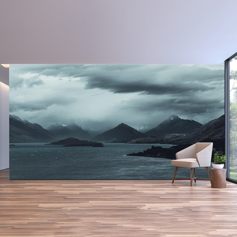 Customized Endless Sea Mural Stain Resistant Soft Color Wall Art for Bathroom