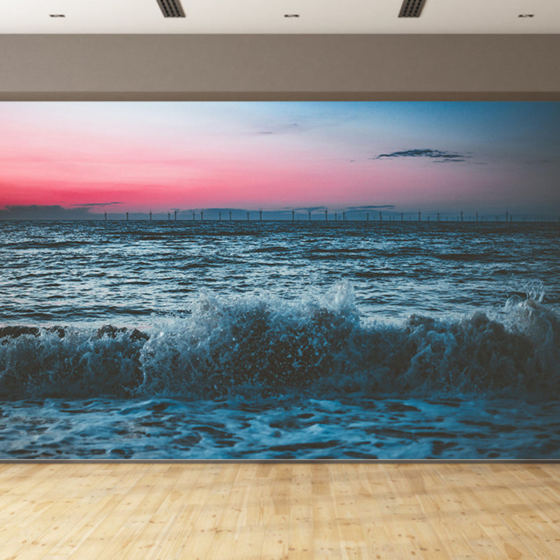 Contemporary Sea Mural Soft Color Stain Resistant Wall Art for Living Room