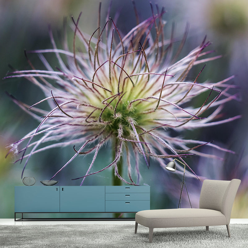 Pulsatilla Flower Wall Decor Mural Moisture Resistant Living Room Wall Covering