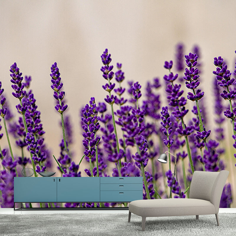Contemporary Lavenders Mural Soft Color Stain Resistant Wall Art for Living Room
