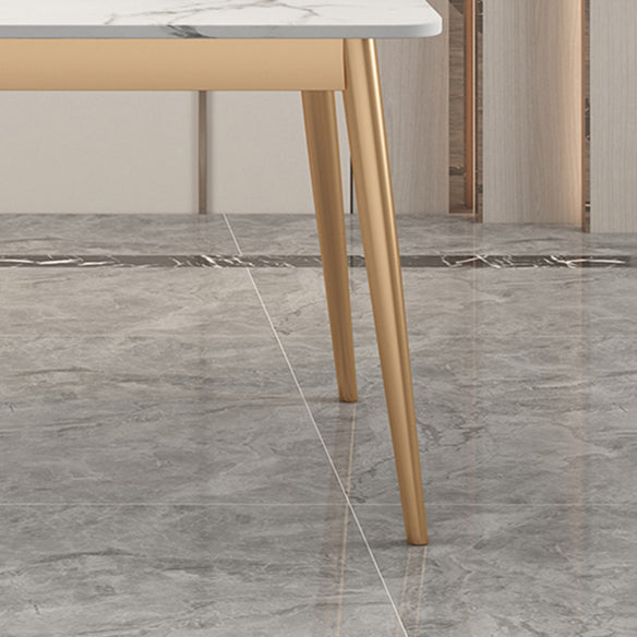 Traditional Sintered Stone Top Dining Set with 4 Gold Metallic Legs for Dining Furniture