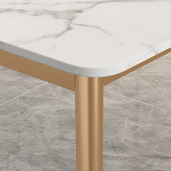 Traditional Sintered Stone Top Dining Set with 4 Gold Metallic Legs for Dining Furniture