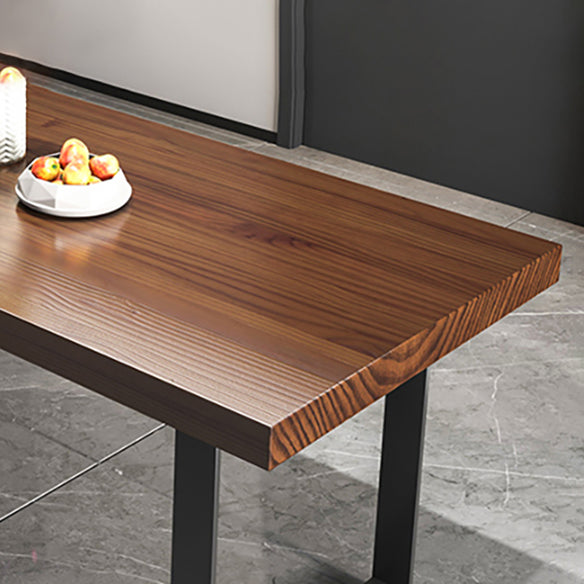 Minimalist Style Solid Wood Dining Room Set with 2 Black Metallic Legs for Kitchen Furniture