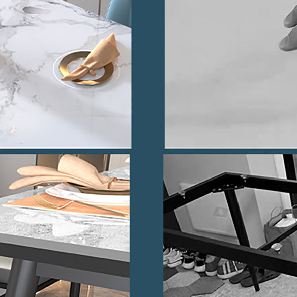 Contemporary Fixed Dining Room Table Set with 4 Legs Base Kitchen Dining Furniture